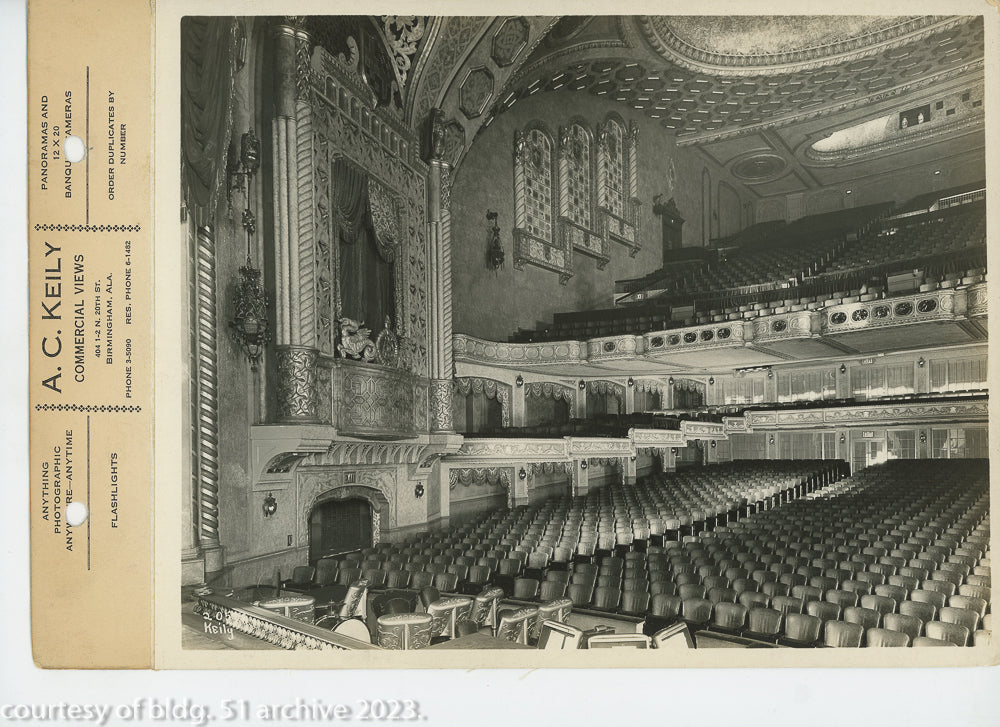 complete set of original 8 x 10 a.c. keily linen-backed photographic prints of graven and mayger's alabama theater
