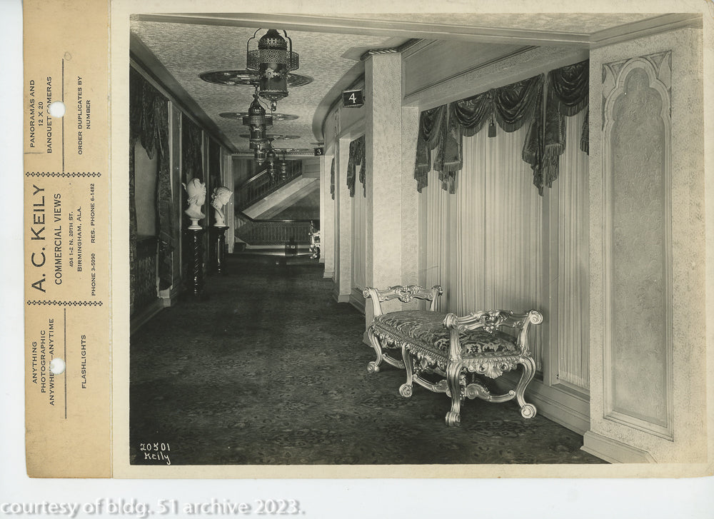 complete set of original 8 x 10 a.c. keily linen-backed photographic prints of graven and mayger's alabama theater