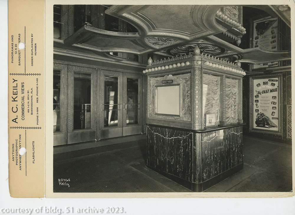 complete set of original 8 x 10 a.c. keily linen-backed photographic prints of graven and mayger's alabama theater