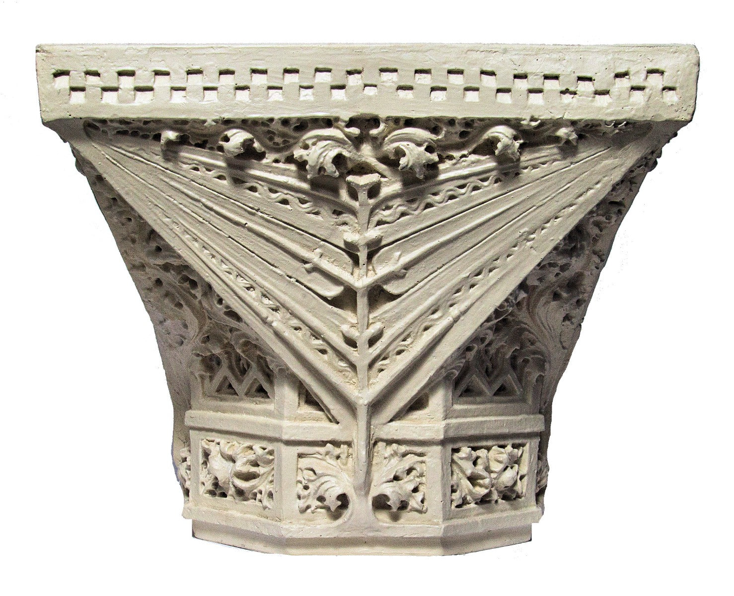 rare recast of an original frank lloyd wright-designed heller house exterior pier capital comprised of cast resin with cream-colored finish