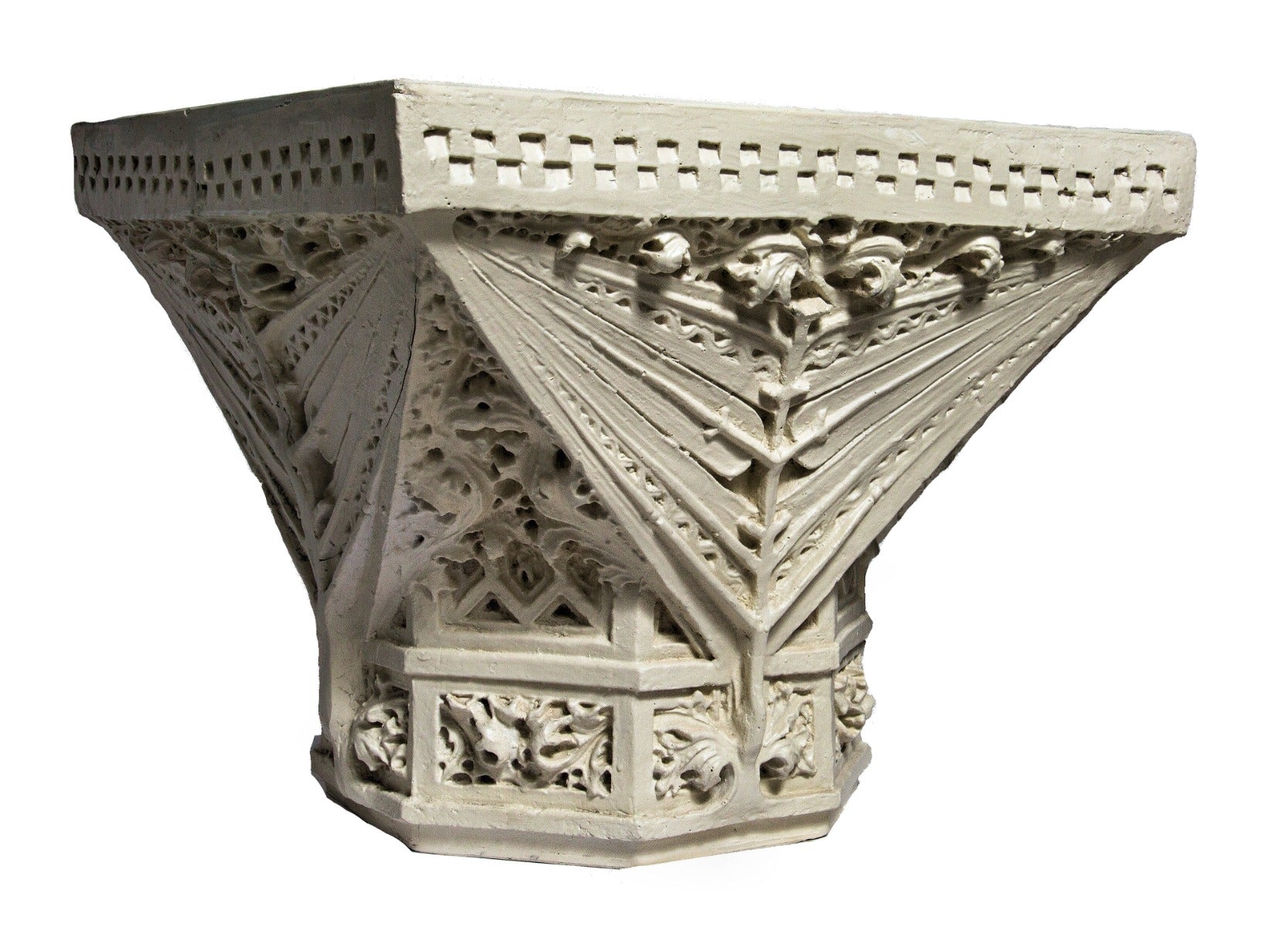 rare recast of an original frank lloyd wright-designed heller house exterior pier capital comprised of cast resin with cream-colored finish