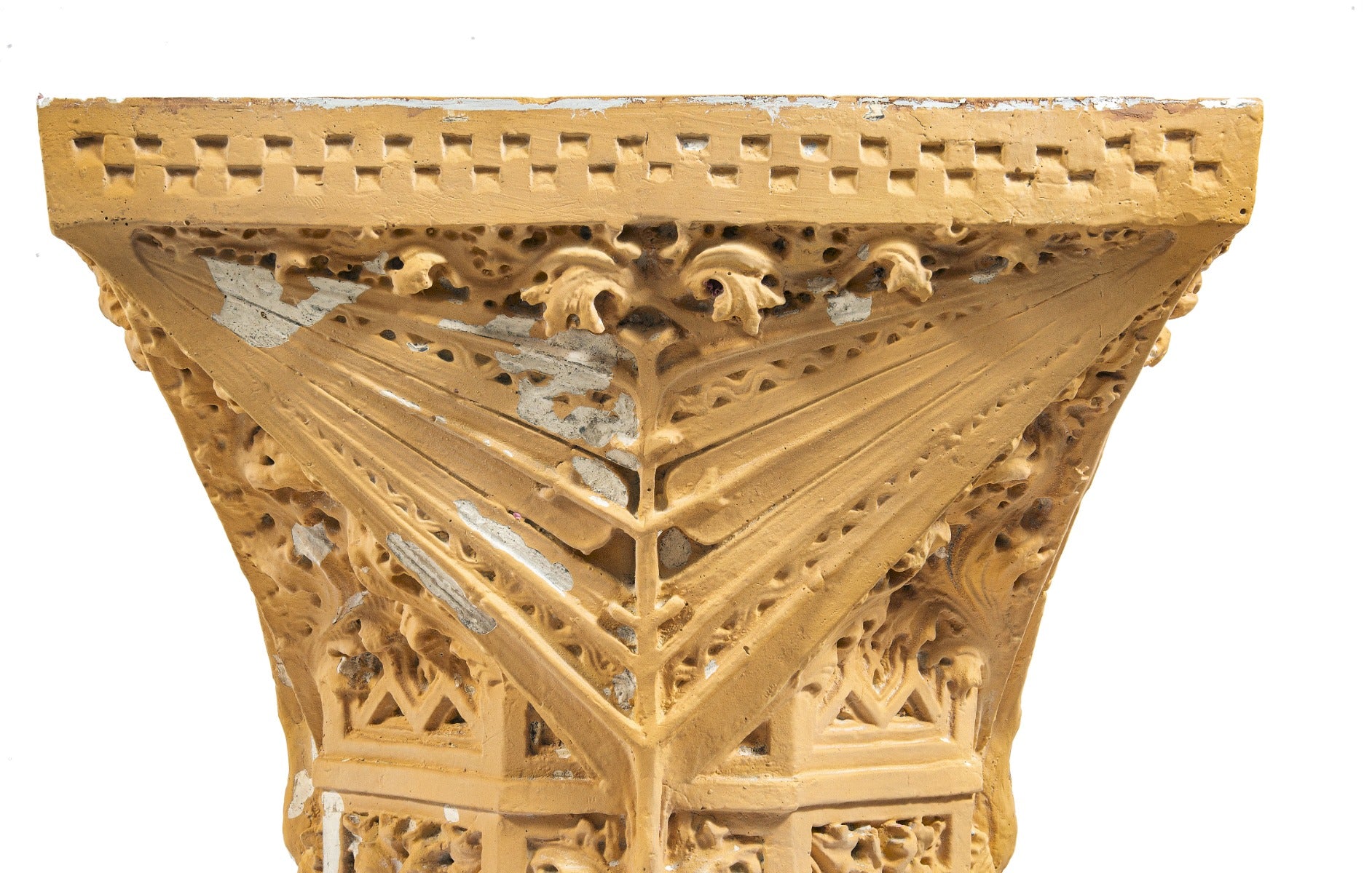 rare frank lloyd wright-designed plaster recast of an exterior 1897 isidore h. heller house three-sided capital