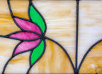 original and intact early 1920s richly colored salvaged chicago bungalow stained glass window with potted plant