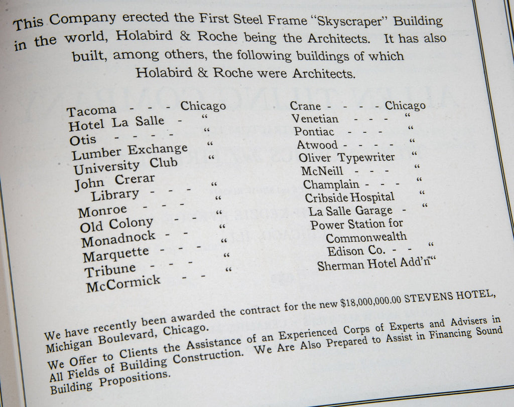selected photographs illustrating the work of holabird and roche architects chicago from 1882 to 1925