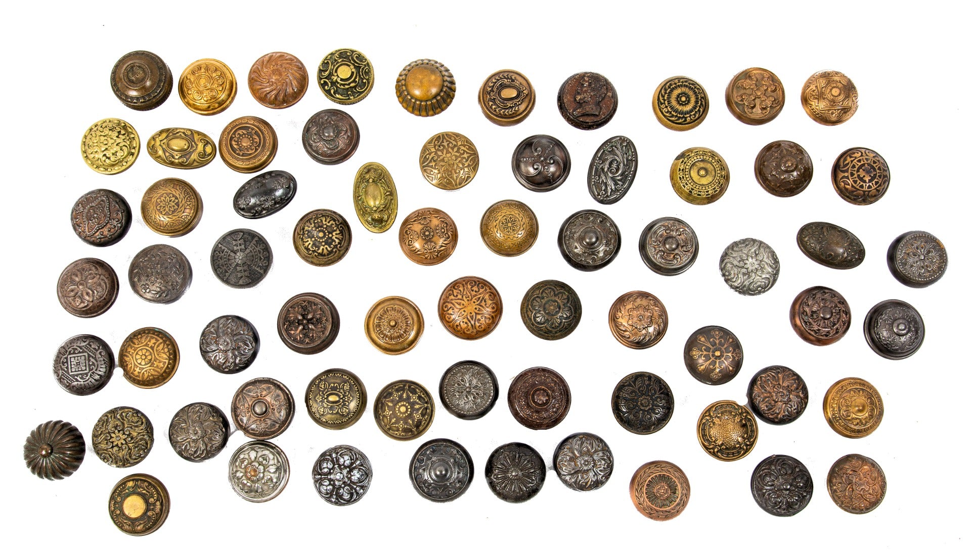 large lot of original 19th and early 20th century antique american salvaged chicago residential and commerical building doorknobs