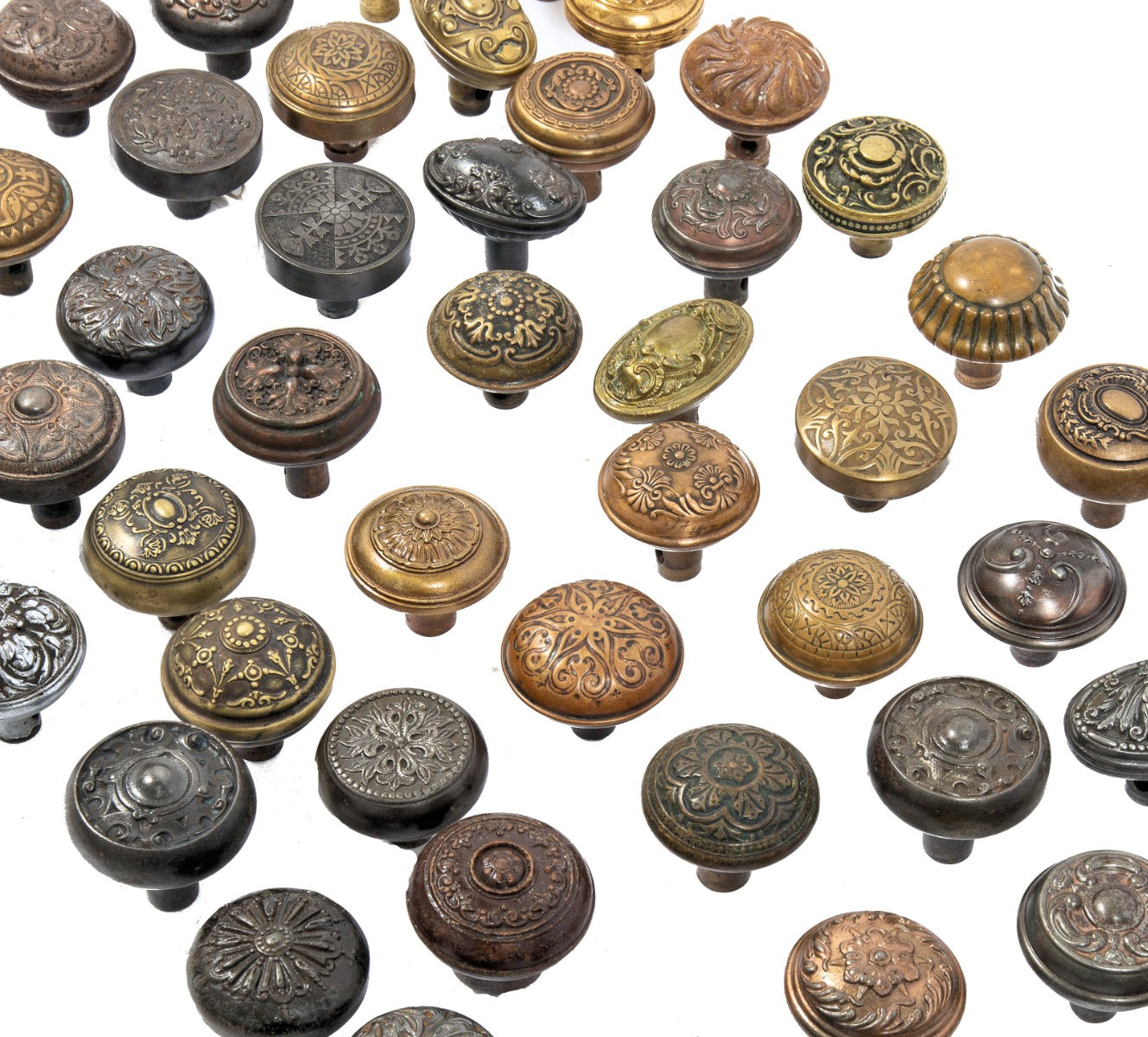 large lot of original 19th and early 20th century antique american salvaged chicago residential and commerical building doorknobs