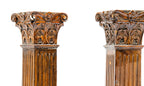stunning 19th century hand-carved darkly stained solid cherry wood diminutive fluted wood columns