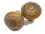 rare custom-designed late 19th century ornamental cast bronze venetian building office doorknobs