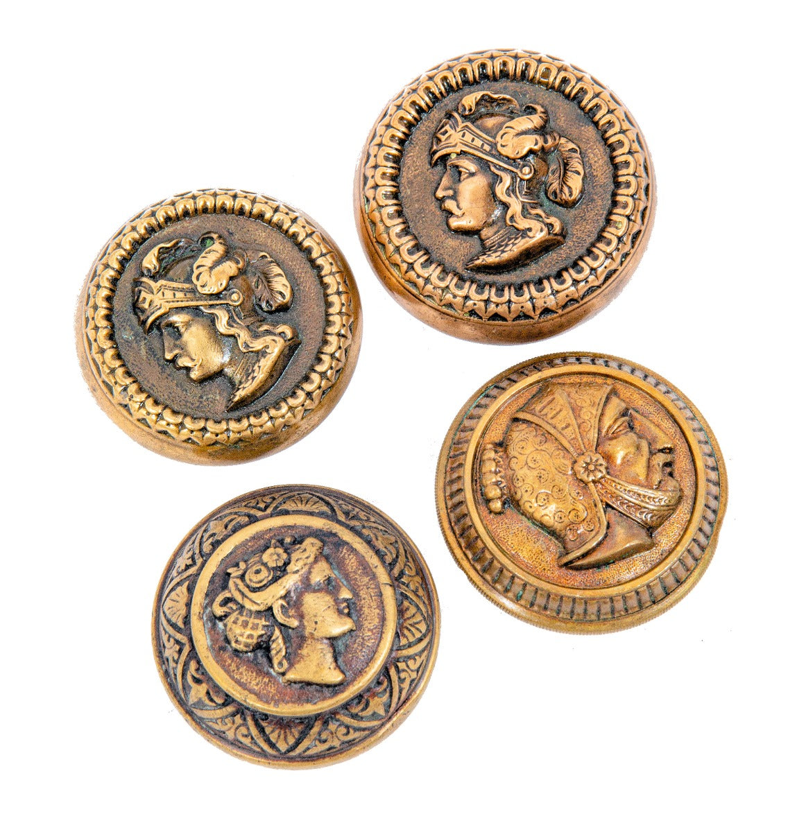 four rare 1870s ornamental cast bronze and brass salvaged chicago figural entrance doorknobs from demolished mansions