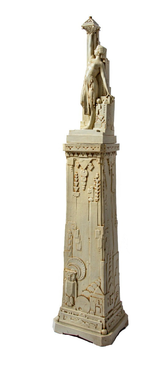 original hard to find oversized two-tone glazed fritz albert-designed northwestern figural terra cotta lamp