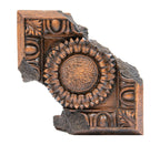 original 1899 louis lehle-designed salvaged chicago exterior brand brewery terra cotta fragment with centrally located floral rosette