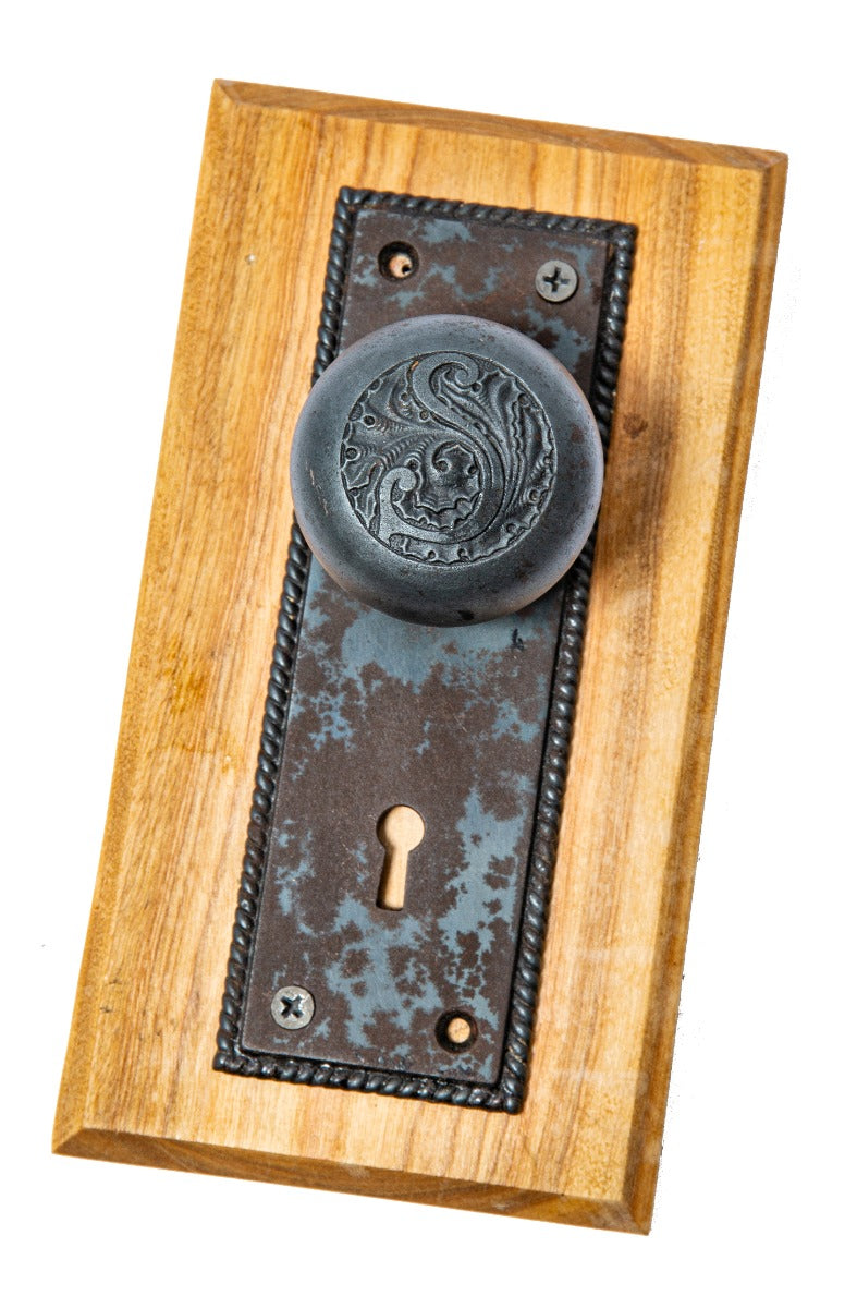 original 1892 louis h. sullivan-designed ornamental cast iron schiller building or garrick theater doorknob and backplate