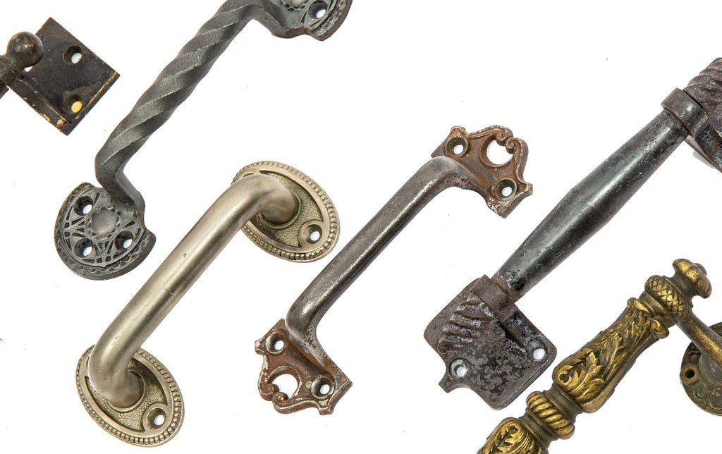 large lot of original 19th and early 20th century custom-designed important american office building window sash pulls