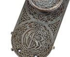 original louis h. sullivan-designed ornamental cast iron chicago stock exchange monogrammed backplate with matching doorknob