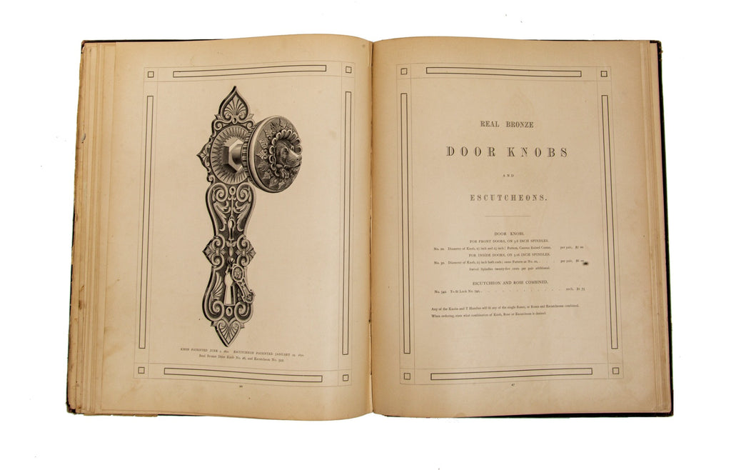 original 1870 hardbound russell & erwin ornamental bronze builders hardware catalog