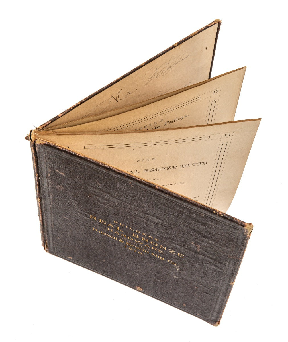 original 1870 hardbound russell & erwin ornamental bronze builders hardware catalog