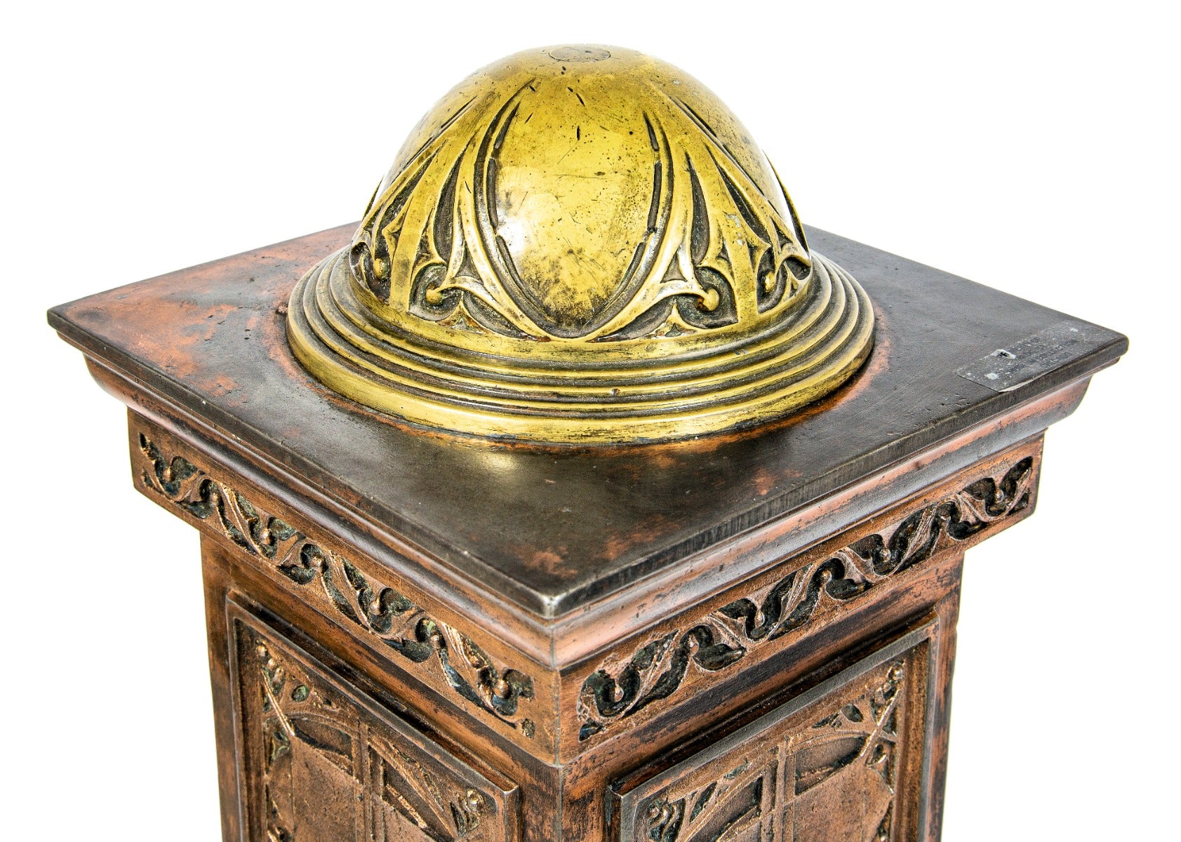 original simeon b. eisendrath-designed plymouth building interior lobby copper-plated cast iron newel post by winslow brothers of chicago