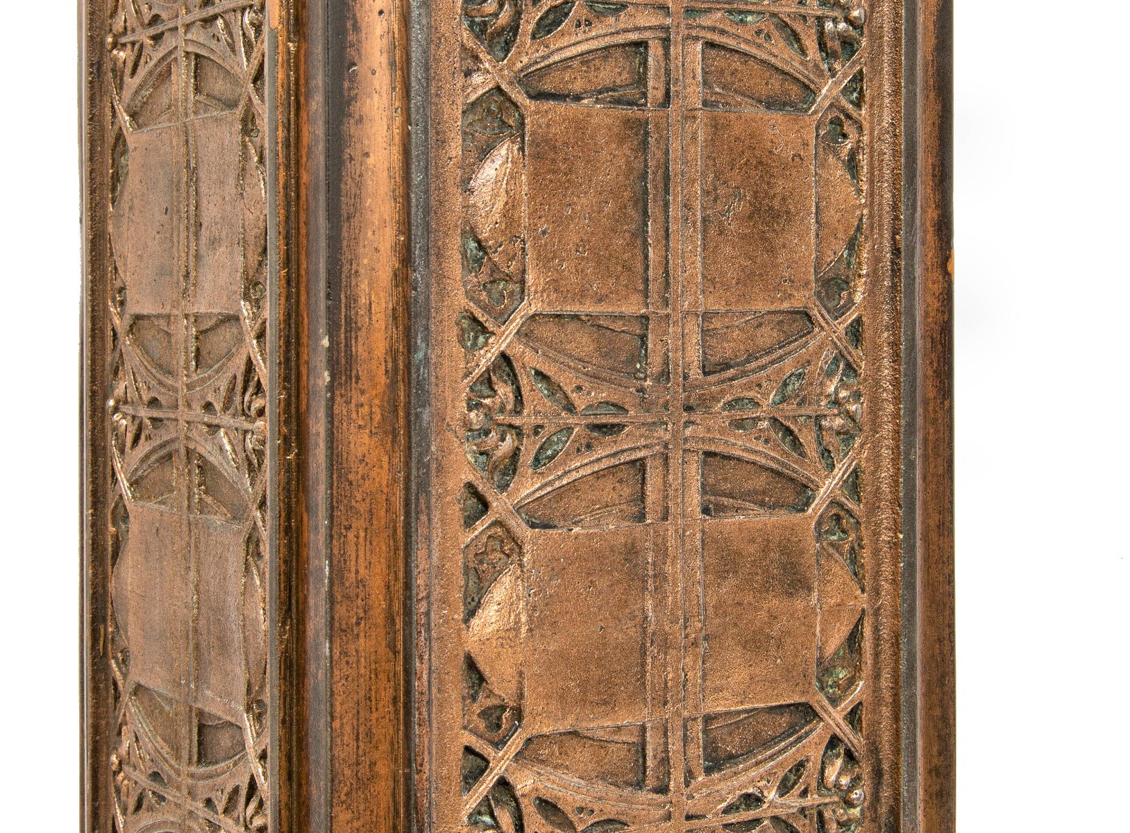 original simeon b. eisendrath-designed plymouth building interior lobby copper-plated cast iron newel post by winslow brothers of chicago