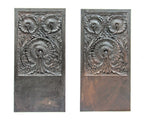 exceptional late 19th century unusually designed salvaged chicago black painted cast iron fireback panels