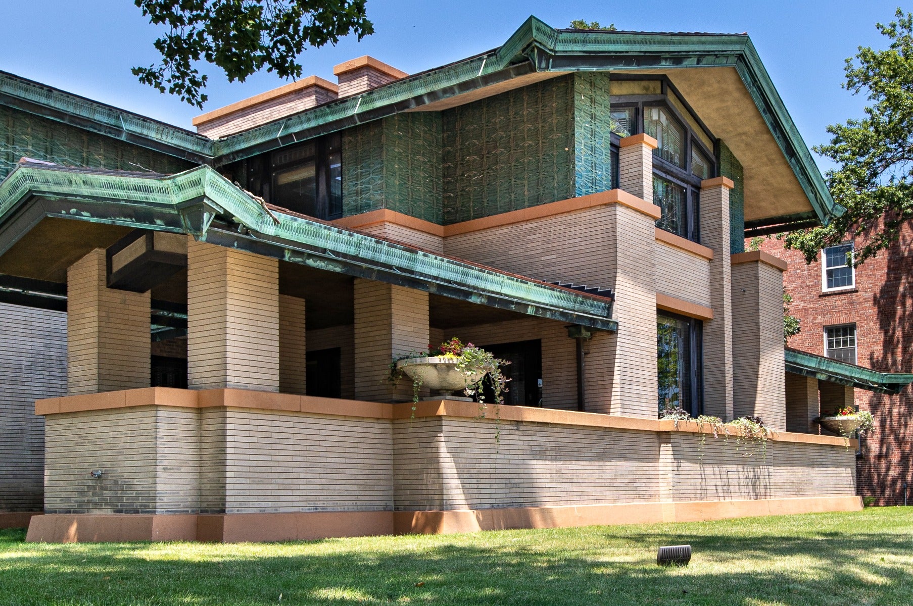 original museum-quality 1902 frank lloyd wright-designed dana house exterior plaster sumac pattern oversized fragment