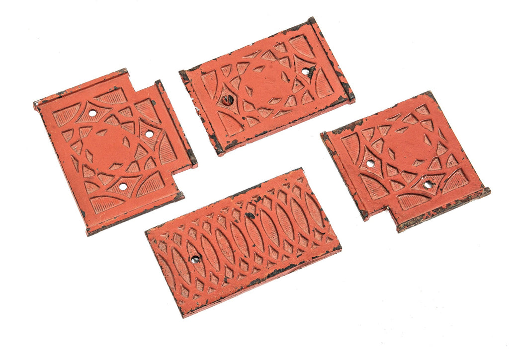 original 1891 frank lloyd wright-designed red painted cast iron exterior ground level wainwright building window mullion fragments