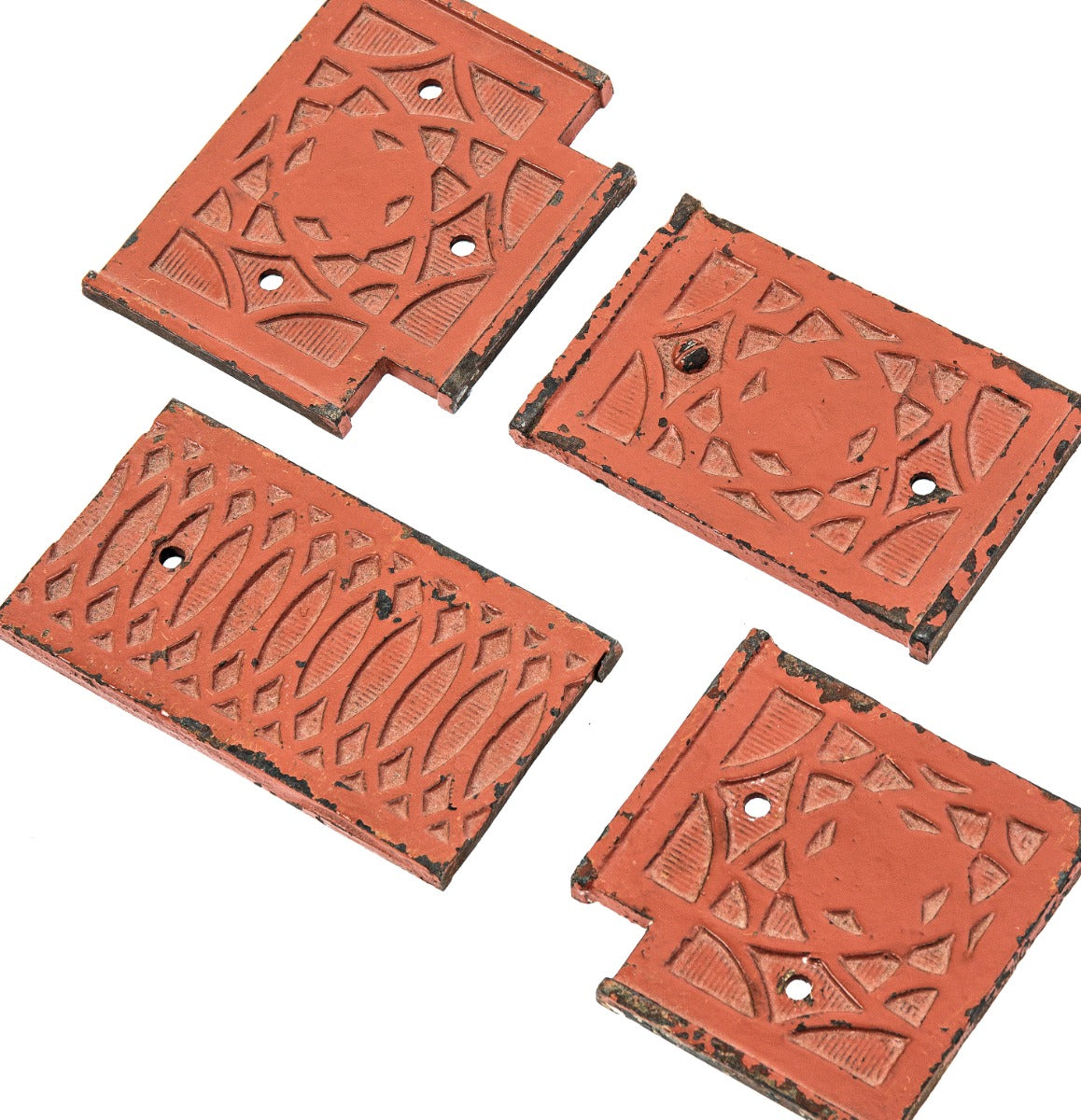 original 1891 frank lloyd wright-designed red painted cast iron exterior ground level wainwright building window mullion fragments