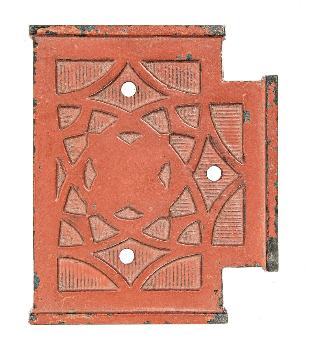 original 1891 frank lloyd wright-designed red painted cast iron exterior ground level wainwright building window mullion fragments
