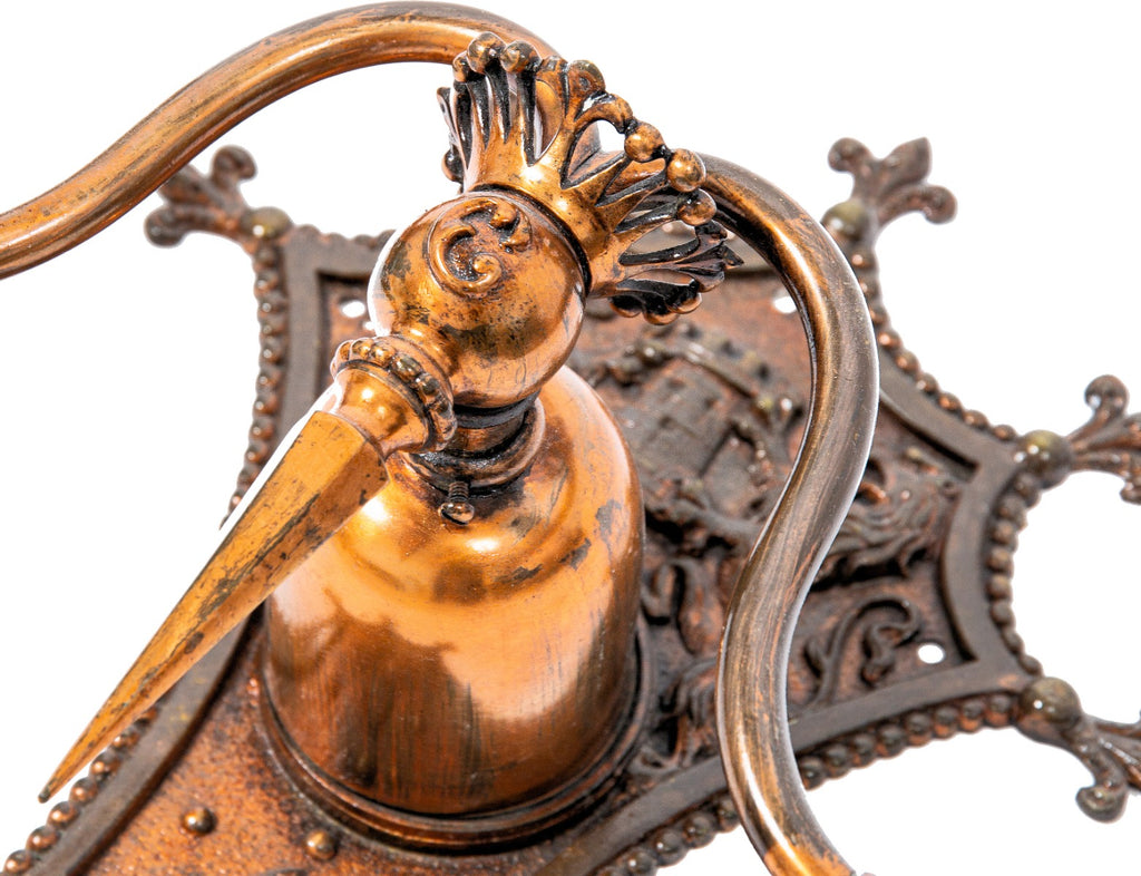 original and intact 1893 columbus memorial building interior lobby wall sconce with matching copper-plated sockets