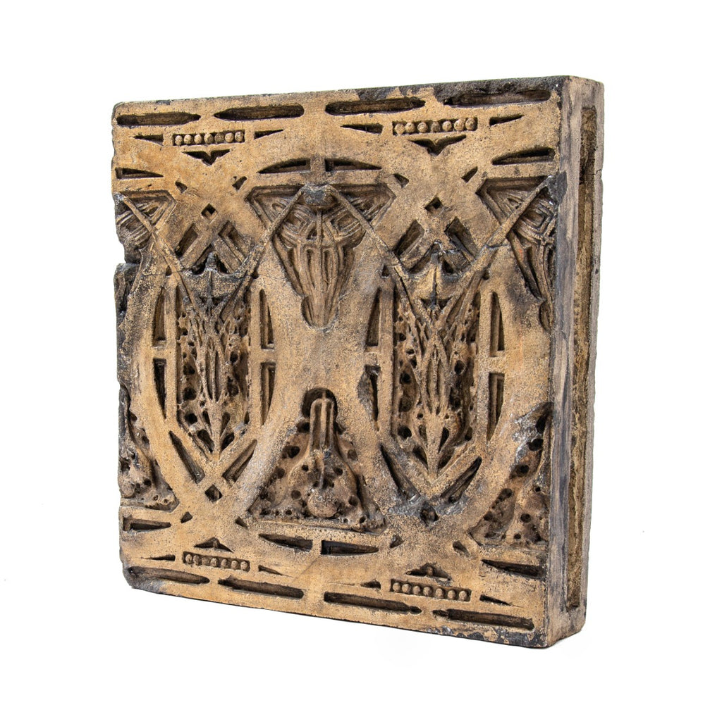original frank lloyd wright-designed 1895 buff-colored terra cotta module salvaged from francis apartments building