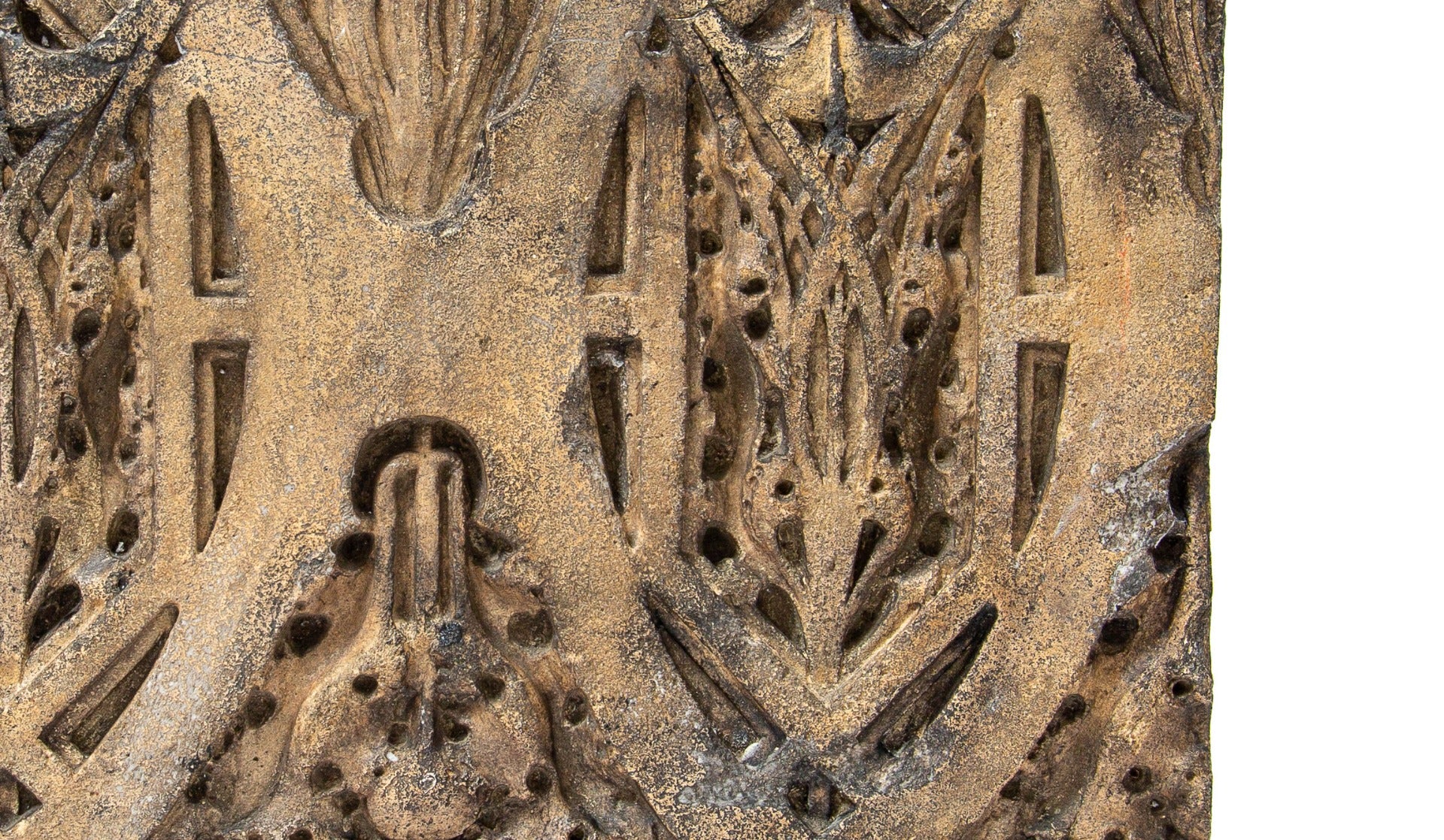 original frank lloyd wright-designed 1895 buff-colored terra cotta module salvaged from francis apartments building