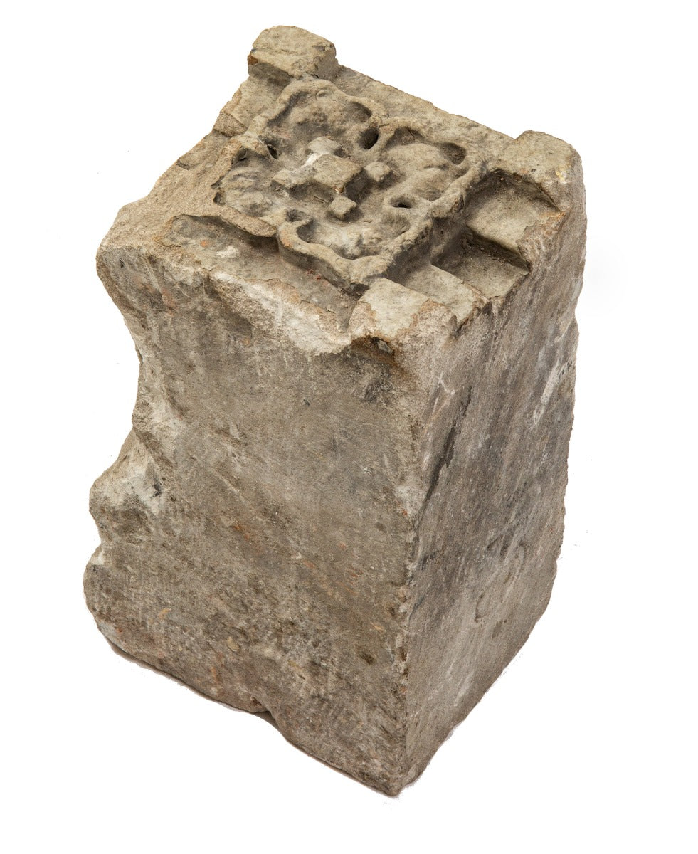 original carved bedford limestone exterior rosette designed by irving k. pond for the home for self-supporting women (1908)