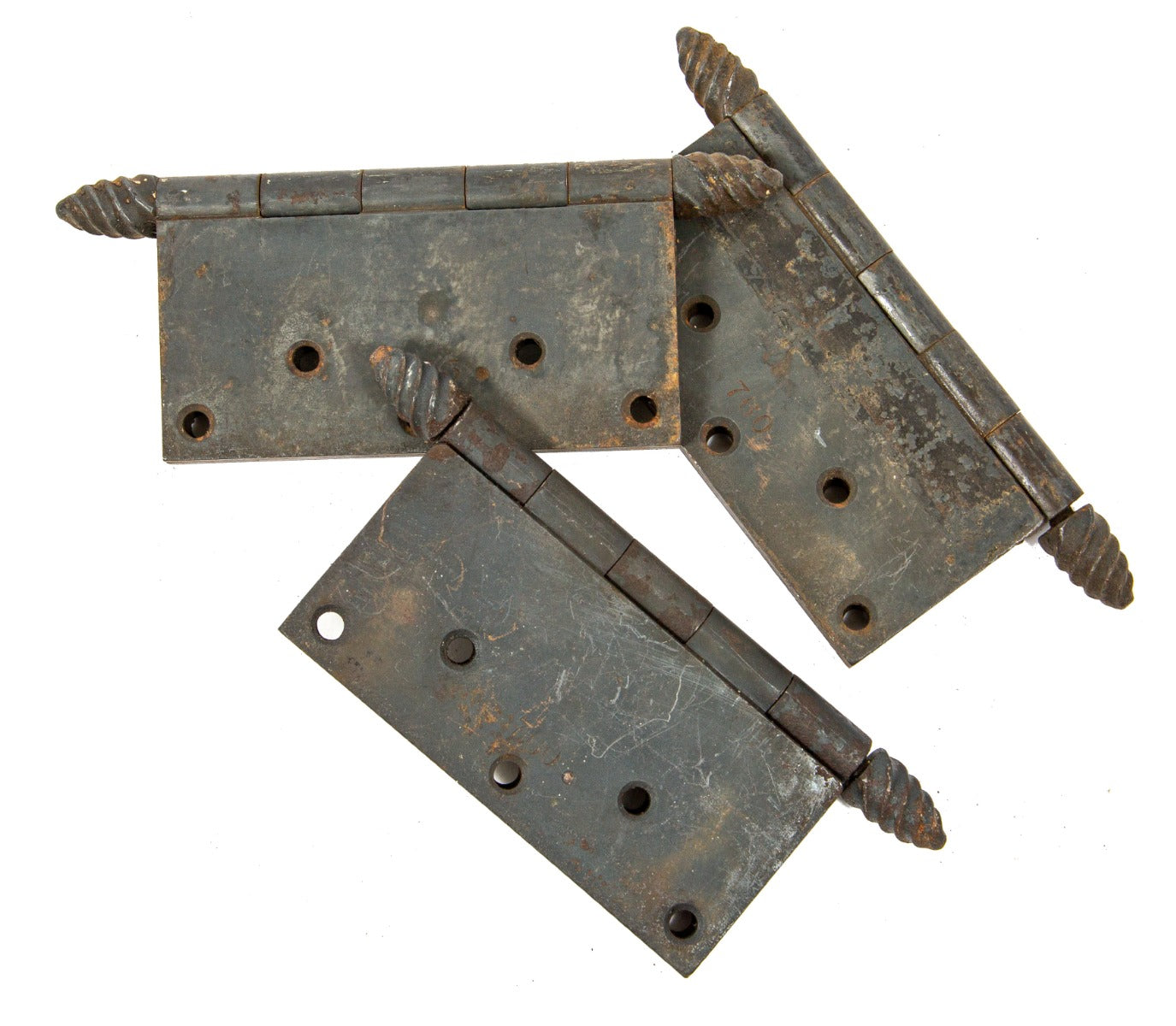 group of three original 1888 interior rookery building office door cast iron hinges designed by john wellborn root