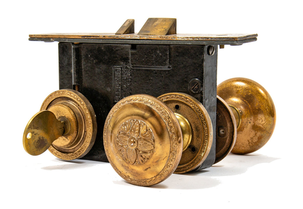 original historic holabird and roche-designed palmer house hotel guestroom door hardware by sargent