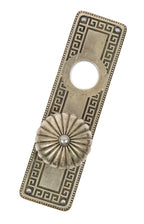 1895 martin roche-designed german-silvered bronze marquette building doorknob and backplate