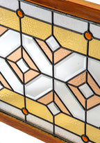 original late 1880s antique american salvaged chicago faceted jewel and bevel glass stained glass transom window