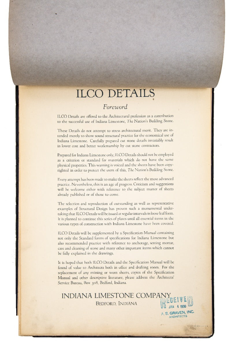 exceptionally rare 1930 indiana limestone company product catalog owned by chicago architect anker sverre graven