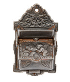 unusual late 19th century ornamental cast iron salvaged chicago interior residential wall-mount match holder