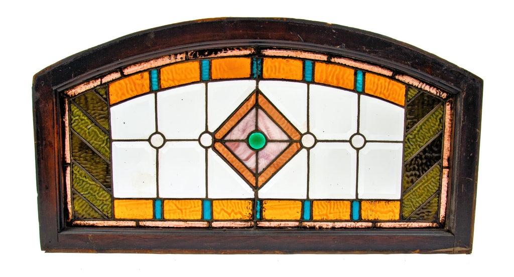 impressive late 1890s original salvaged chicago beveled and faceted jewel residential transom window
