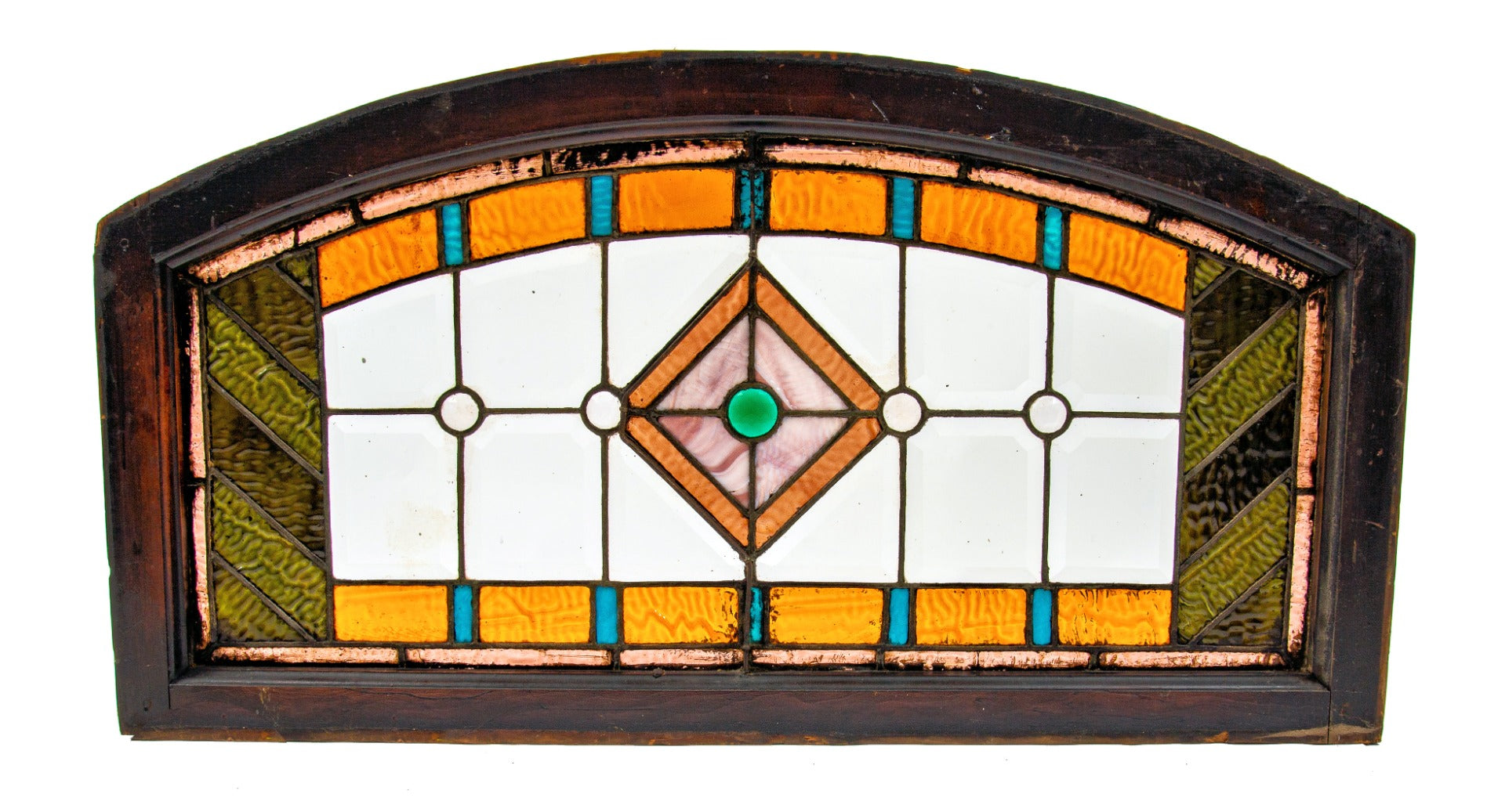 impressive late 1890s original salvaged chicago beveled and faceted jewel residential transom window