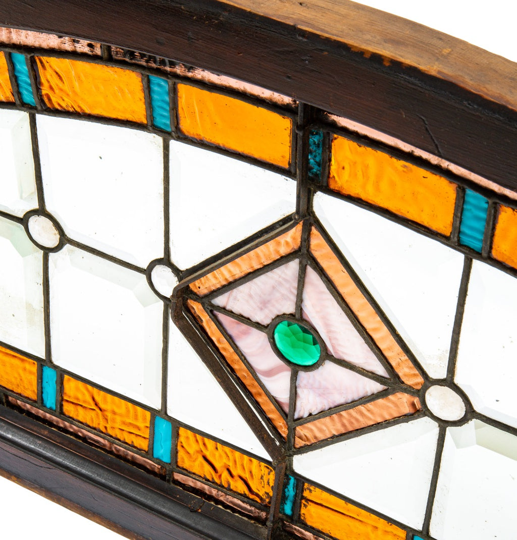 impressive late 1890s original salvaged chicago beveled and faceted jewel residential transom window