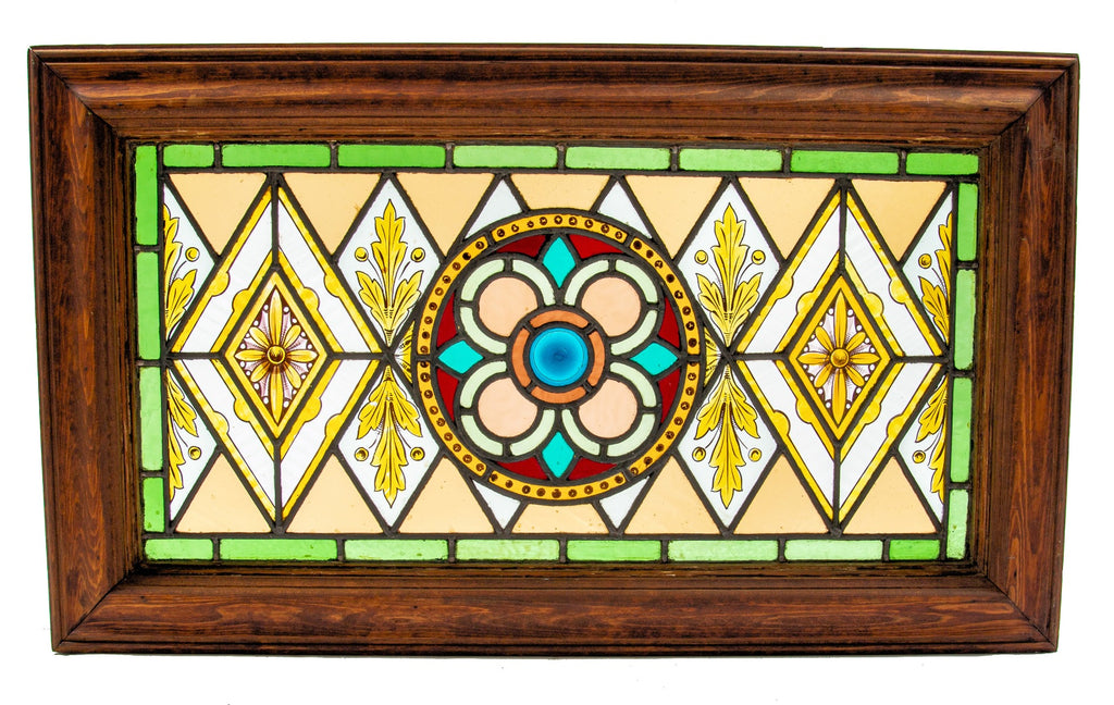 stunning 1880s original salvaged chicago mansion interior stained and enameled glass window with jewels