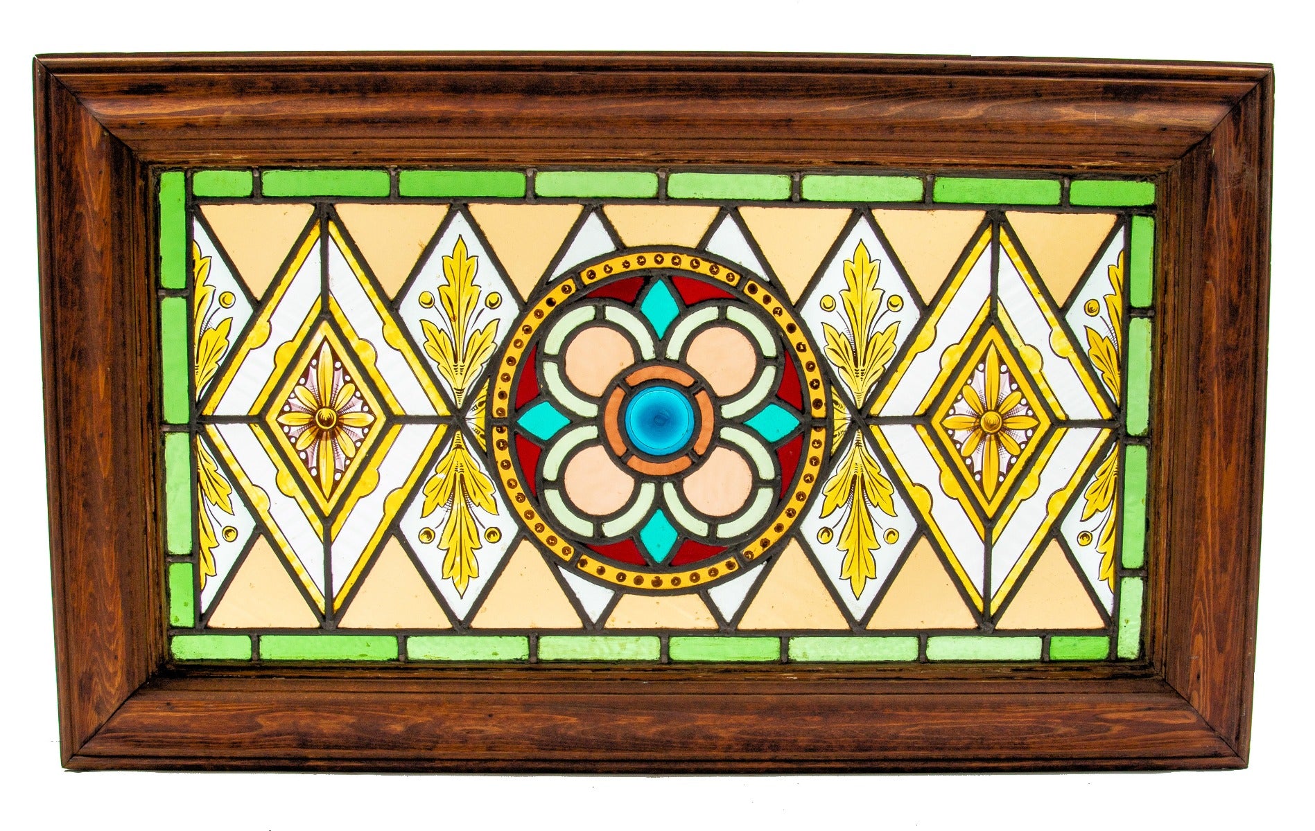 stunning 1880s original salvaged chicago mansion interior stained and enameled glass window with jewels