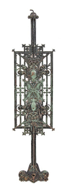 original 1899  schlesinger & mayer ornamental cast iron interior staircase baluster executed by the winslow brothers