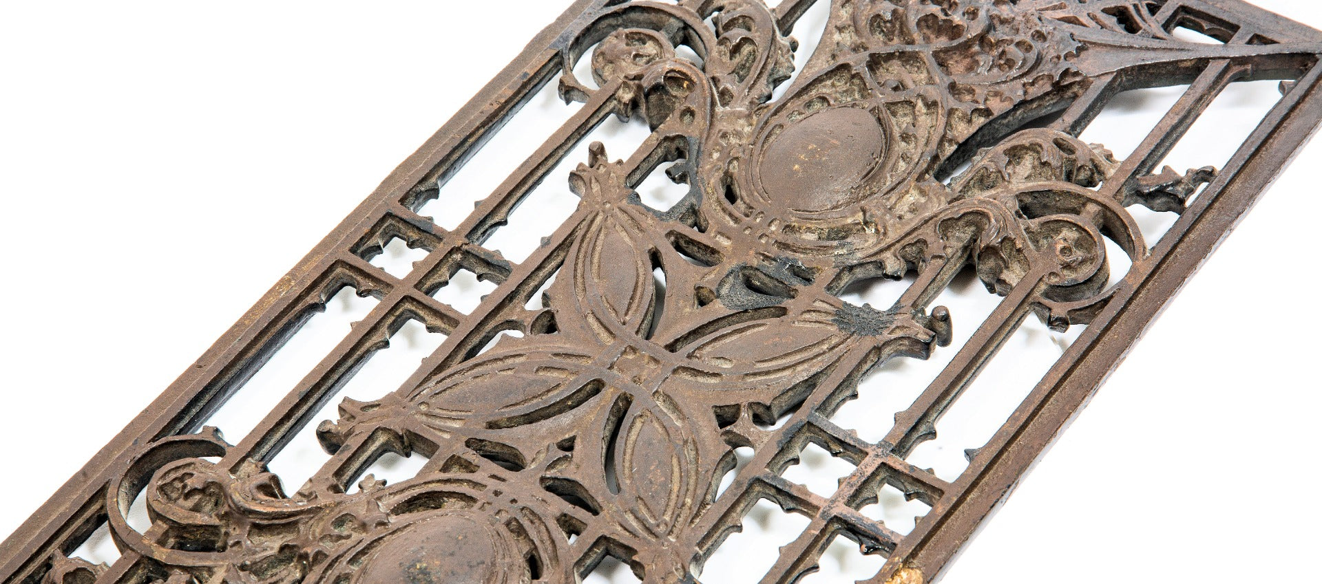 original 1899  schlesinger & mayer ornamental cast iron interior staircase baluster executed by the winslow brothers