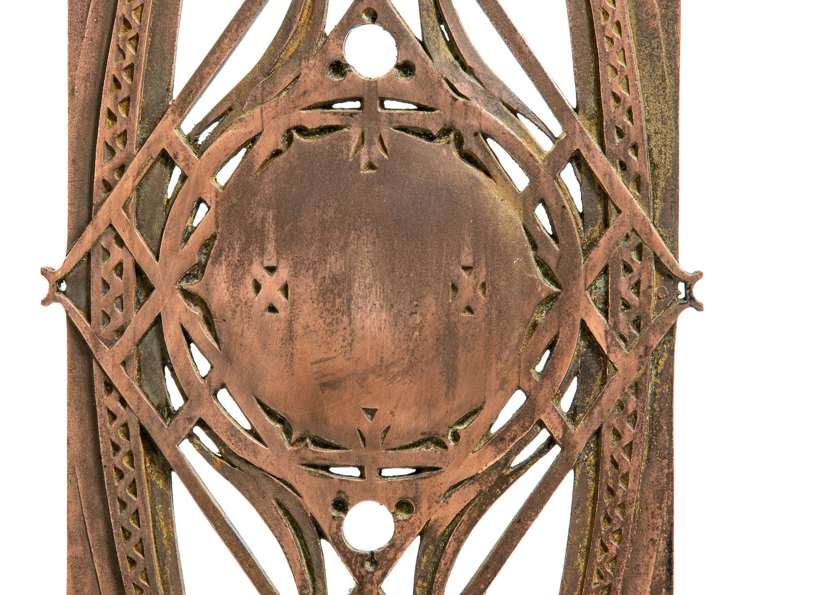 museum-quality 1893 original louis h. sullivan-designed ornamental copper-plated cast iron chicago stock exchange angled staircase baluster