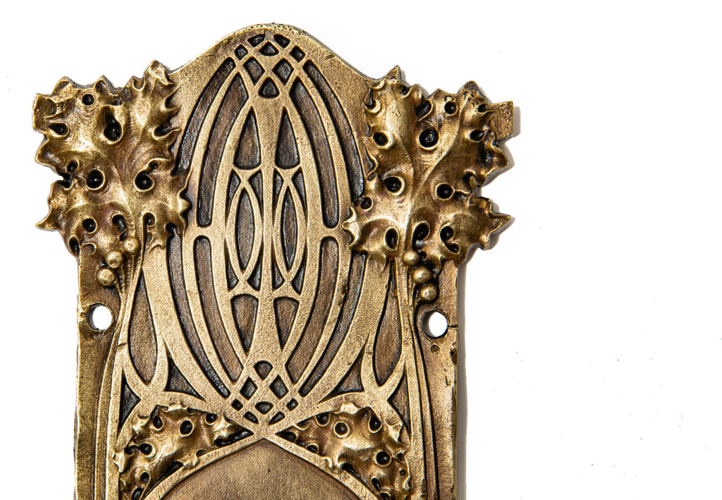 rare cast bronze 1892 union trust building first floor lobby interior office passage door sullivan-designed doorknob backplate