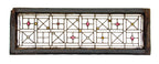 very unusual 1880s salvaged chicago custom-designed leaded glass geometric window with several oddly-shape jewels
