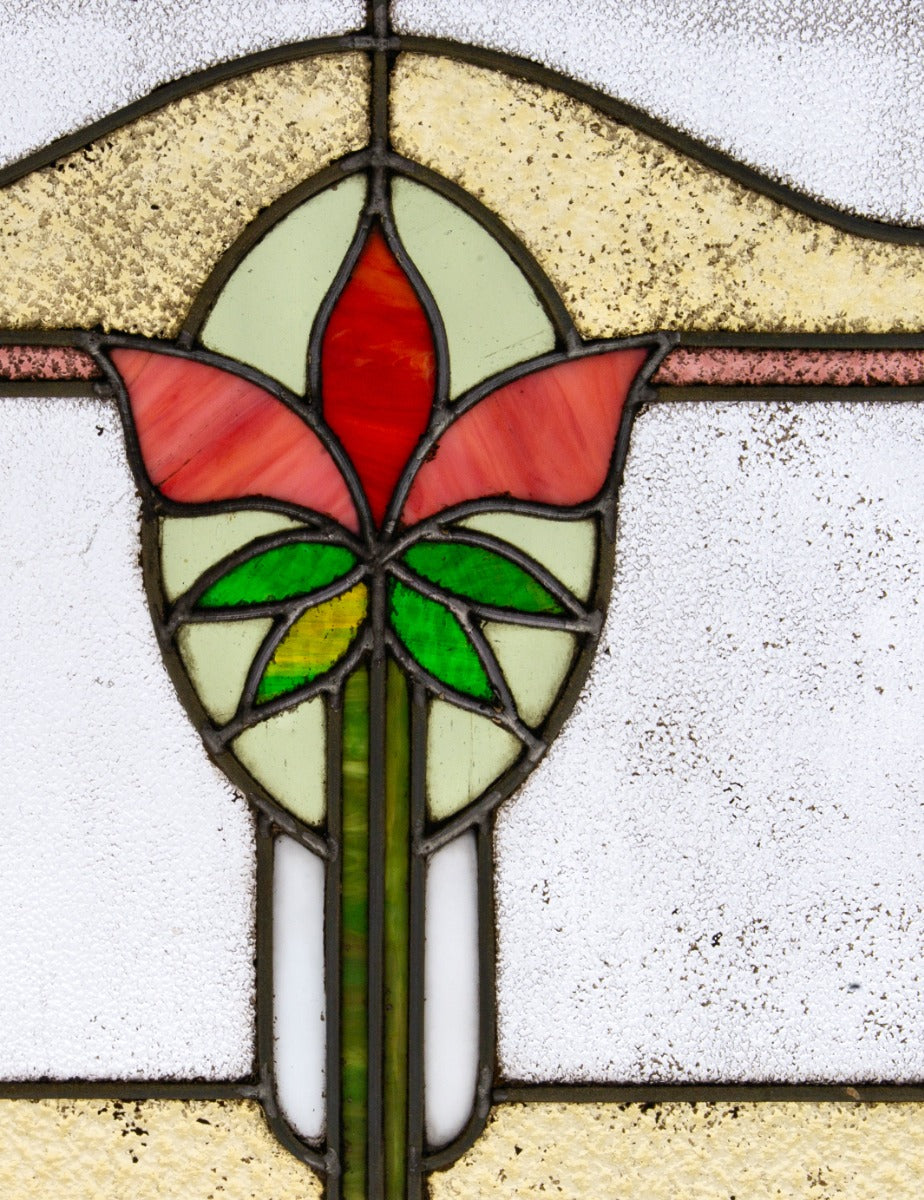 salvaged chicago interior residential early 20th century stained glass bungalow window with sash frame