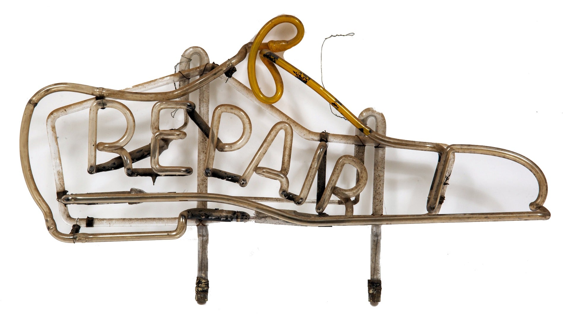 1930-40s original salvaged chicago "shoe repair" hanging neon sign