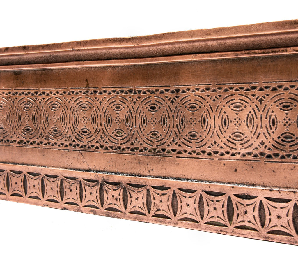 all original louis h. sullivan-designed chicago stock exchange building interior staircase riser with well-preserved copper-plated finish